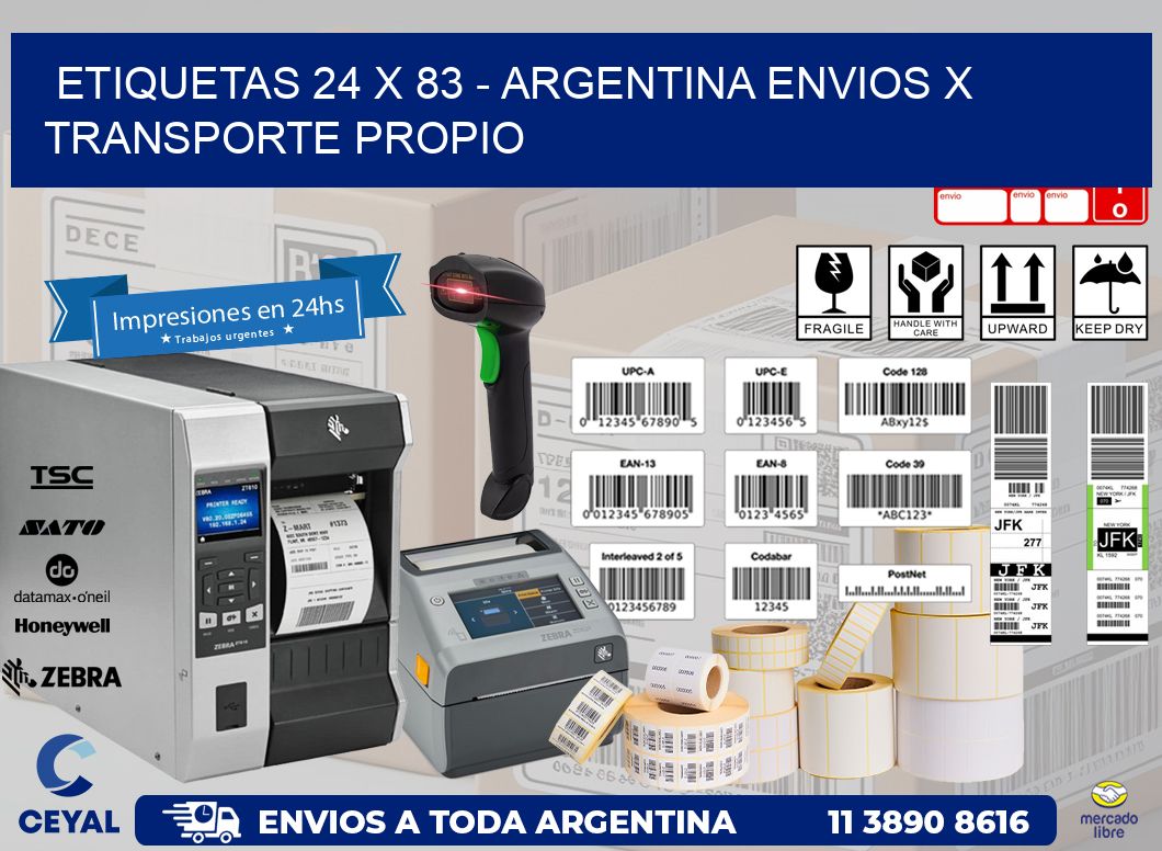 ETIQUETAS 24 x 83 – ARGENTINA ENVIOS X TRANSPORTE PROPIO