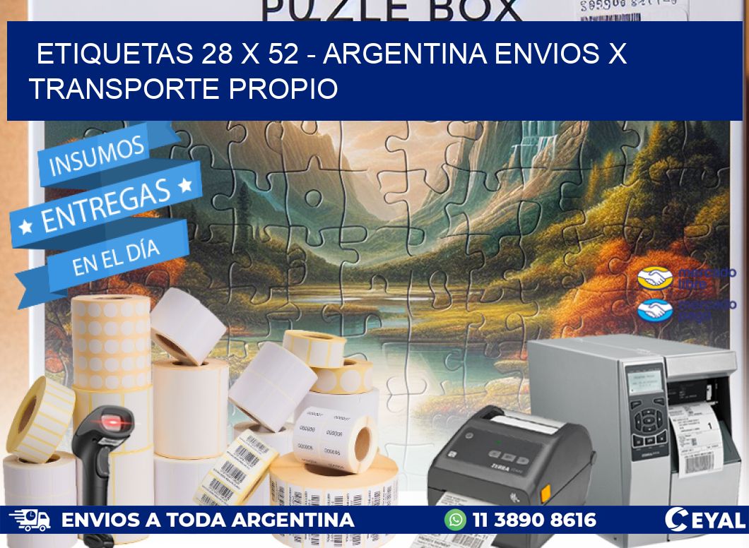 ETIQUETAS 28 x 52 - ARGENTINA ENVIOS X TRANSPORTE PROPIO