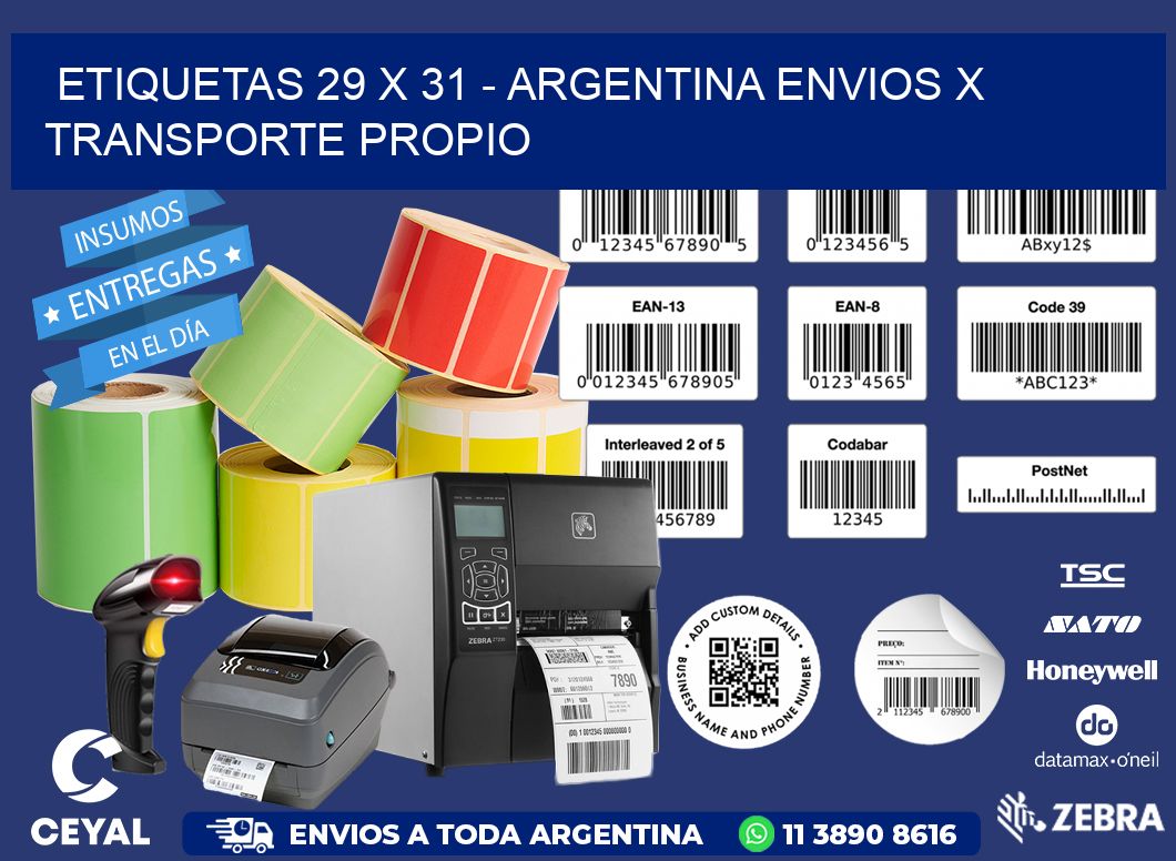 ETIQUETAS 29 x 31 - ARGENTINA ENVIOS X TRANSPORTE PROPIO