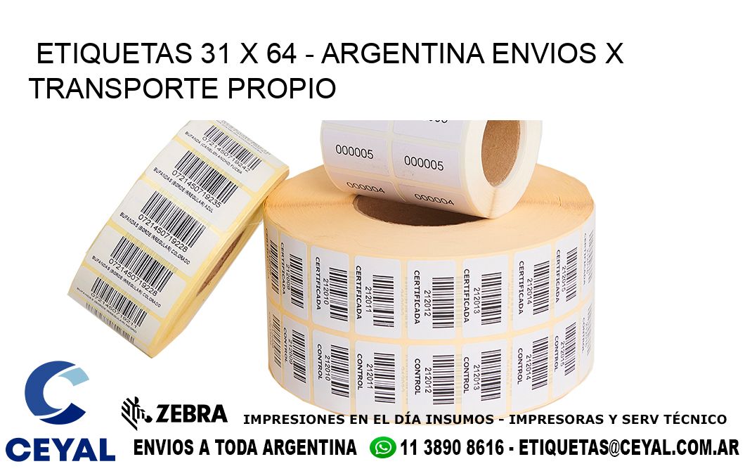 ETIQUETAS 31 x 64 - ARGENTINA ENVIOS X TRANSPORTE PROPIO