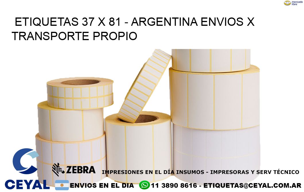 ETIQUETAS 37 x 81 - ARGENTINA ENVIOS X TRANSPORTE PROPIO