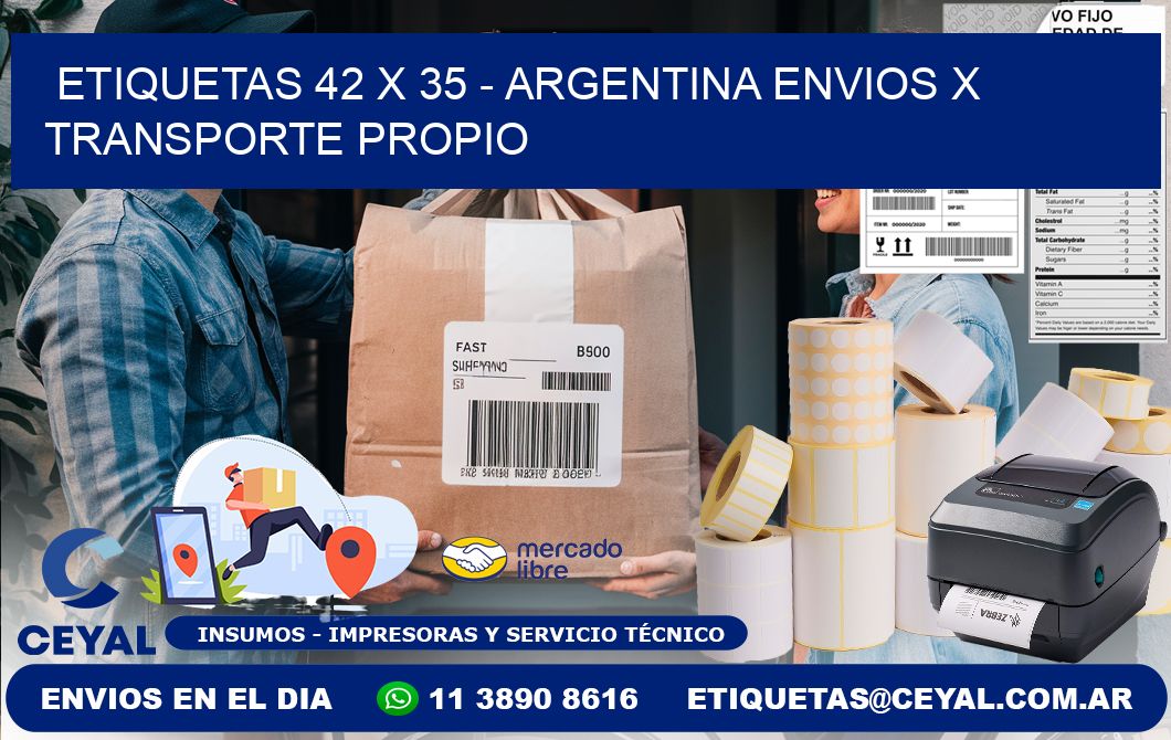 ETIQUETAS 42 x 35 - ARGENTINA ENVIOS X TRANSPORTE PROPIO