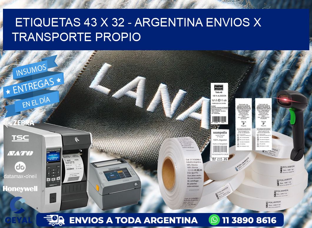 ETIQUETAS 43 x 32 - ARGENTINA ENVIOS X TRANSPORTE PROPIO