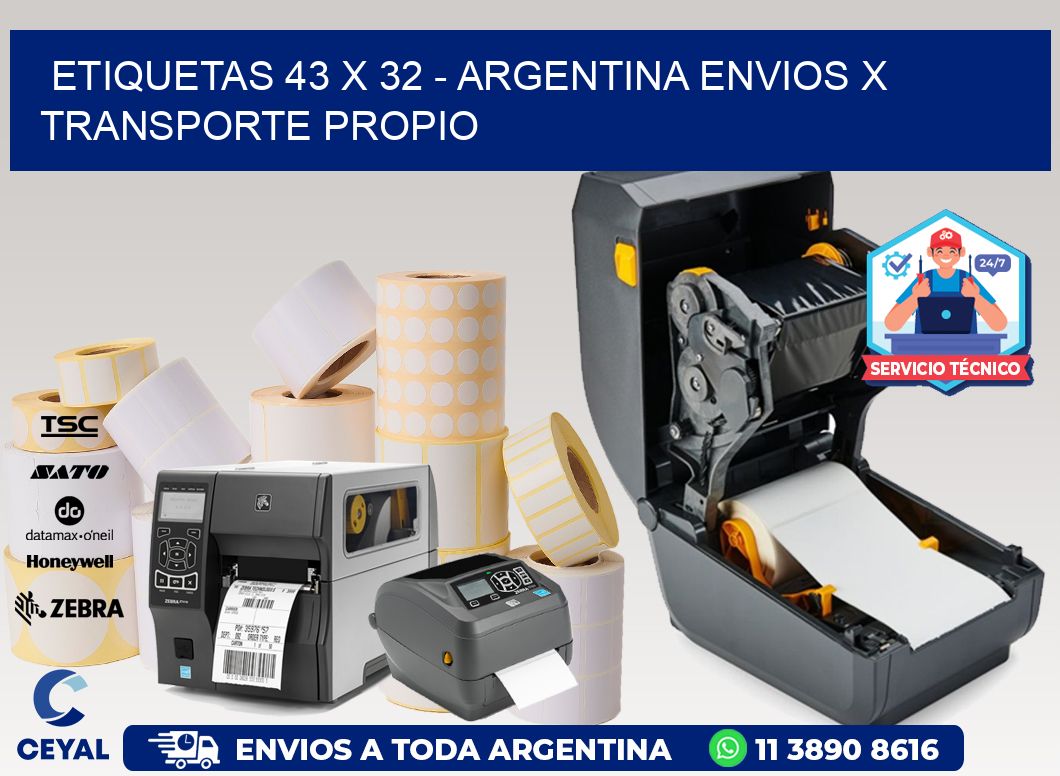 ETIQUETAS 43 x 32 - ARGENTINA ENVIOS X TRANSPORTE PROPIO