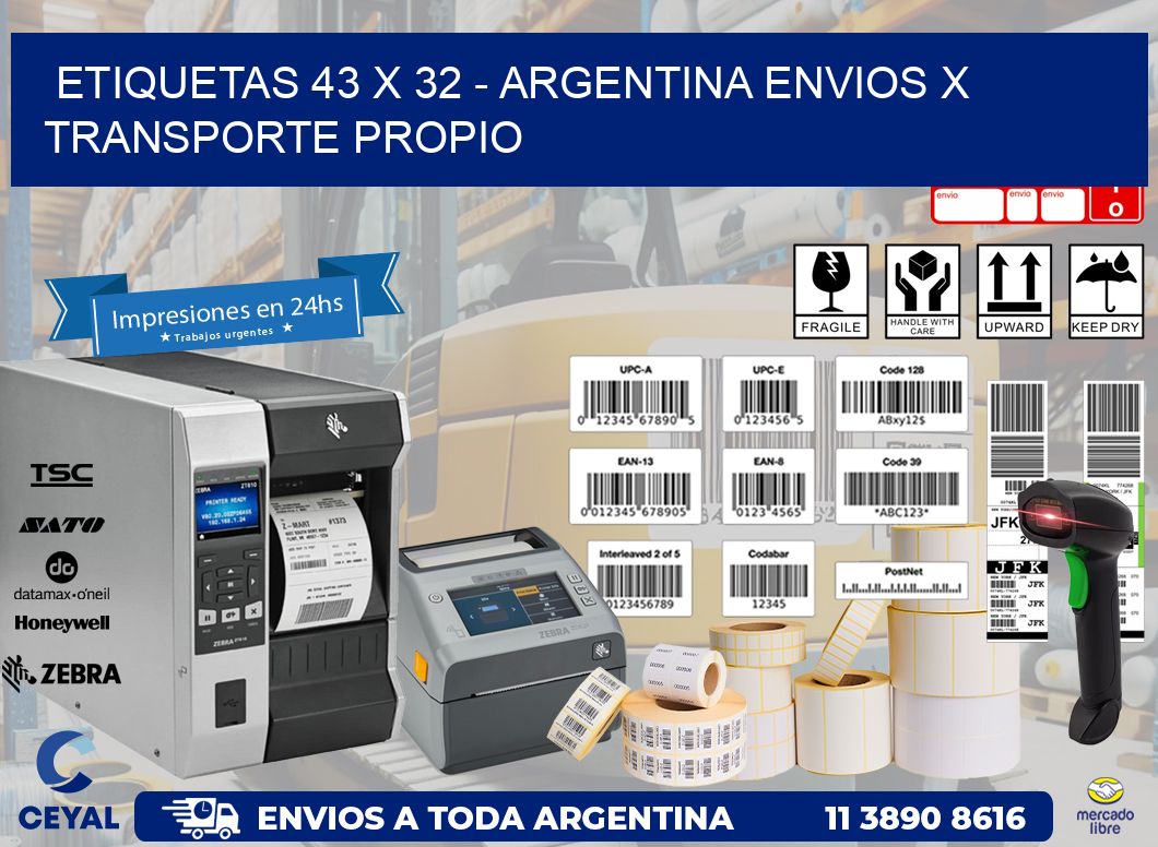 ETIQUETAS 43 x 32 – ARGENTINA ENVIOS X TRANSPORTE PROPIO