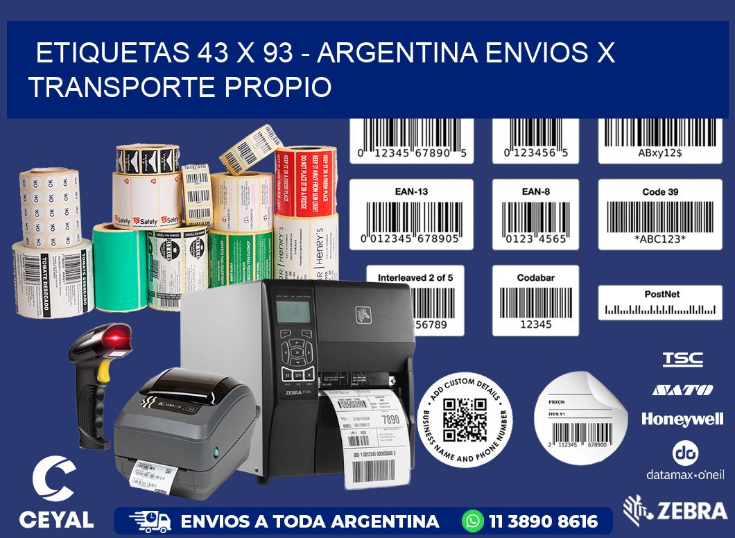 ETIQUETAS 43 x 93 - ARGENTINA ENVIOS X TRANSPORTE PROPIO