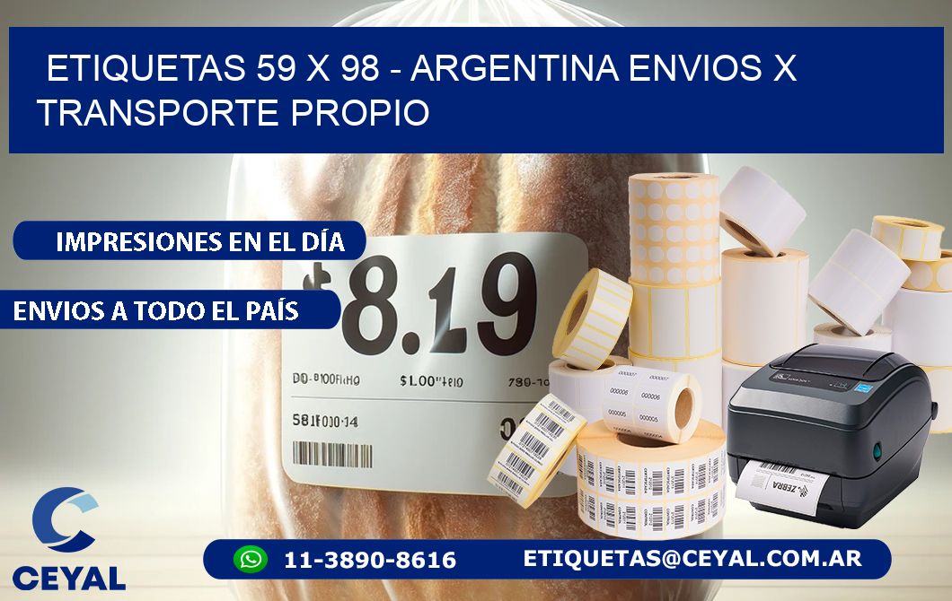 ETIQUETAS 59 x 98 - ARGENTINA ENVIOS X TRANSPORTE PROPIO