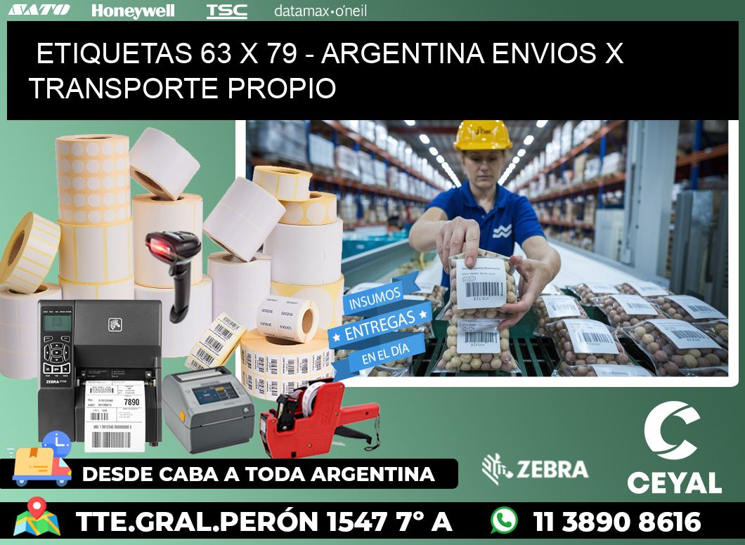 ETIQUETAS 63 x 79 - ARGENTINA ENVIOS X TRANSPORTE PROPIO