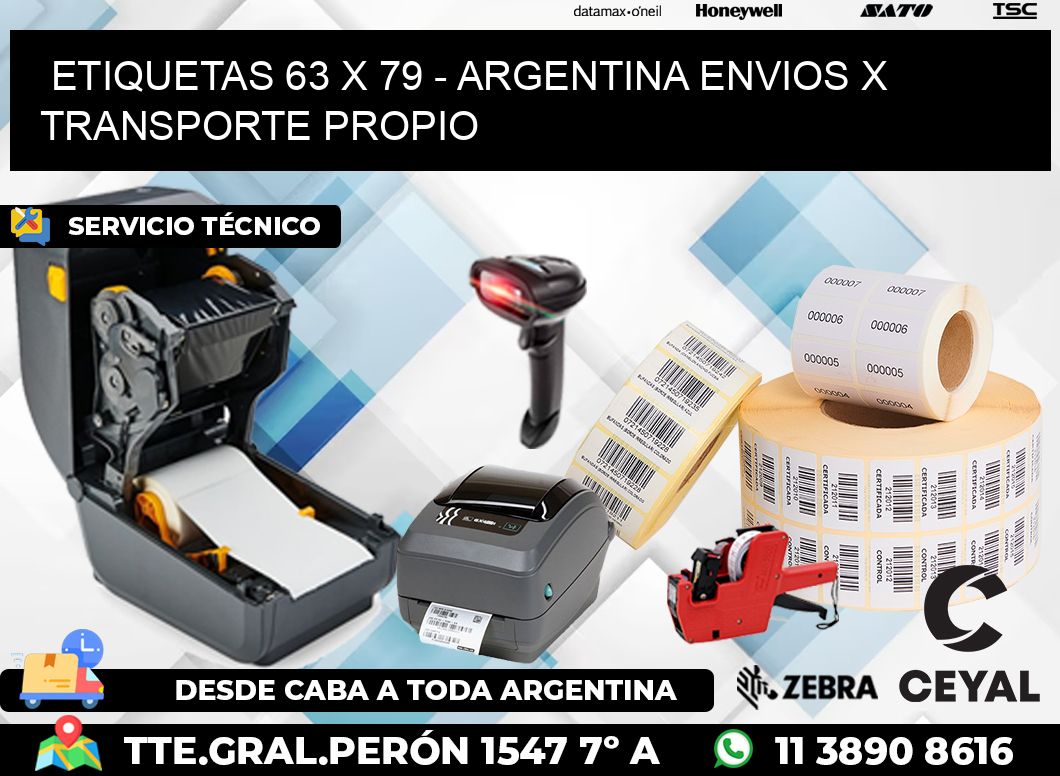 ETIQUETAS 63 x 79 - ARGENTINA ENVIOS X TRANSPORTE PROPIO