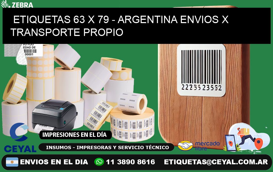 ETIQUETAS 63 x 79 - ARGENTINA ENVIOS X TRANSPORTE PROPIO