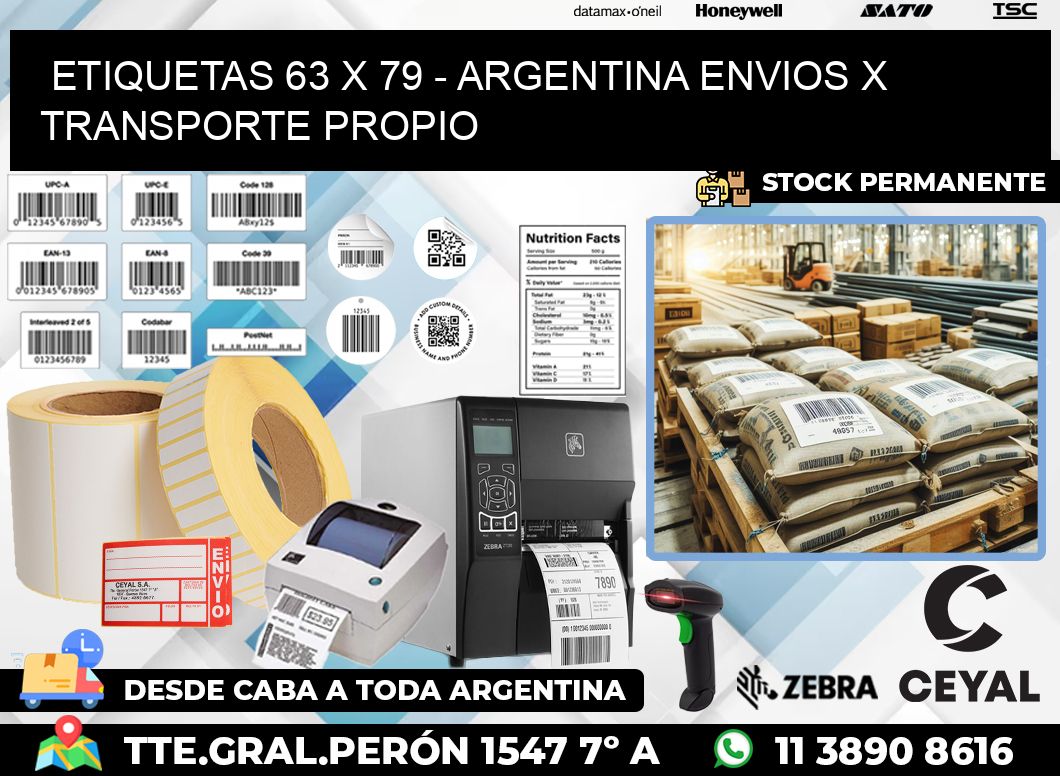 ETIQUETAS 63 x 79 – ARGENTINA ENVIOS X TRANSPORTE PROPIO