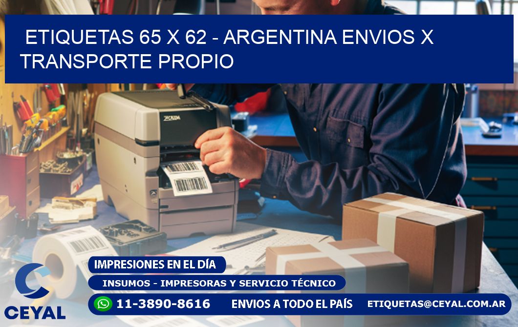 ETIQUETAS 65 x 62 - ARGENTINA ENVIOS X TRANSPORTE PROPIO