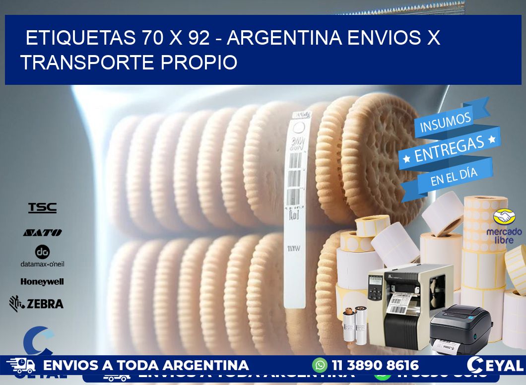 ETIQUETAS 70 x 92 - ARGENTINA ENVIOS X TRANSPORTE PROPIO