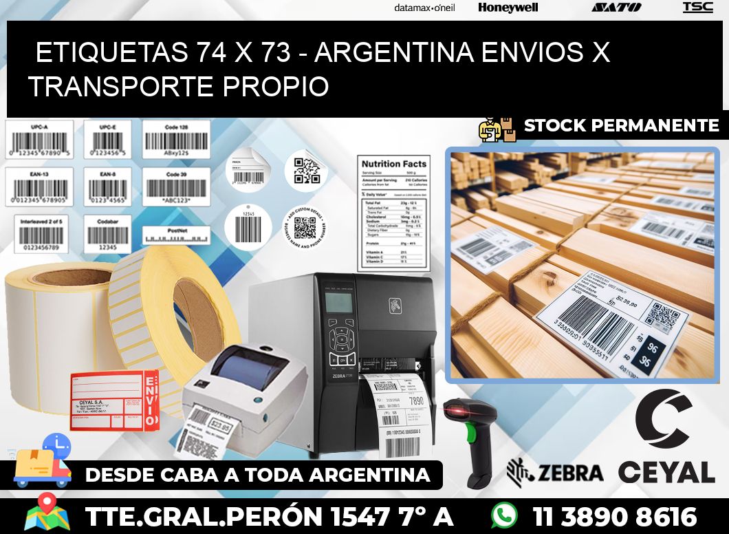 ETIQUETAS 74 x 73 – ARGENTINA ENVIOS X TRANSPORTE PROPIO