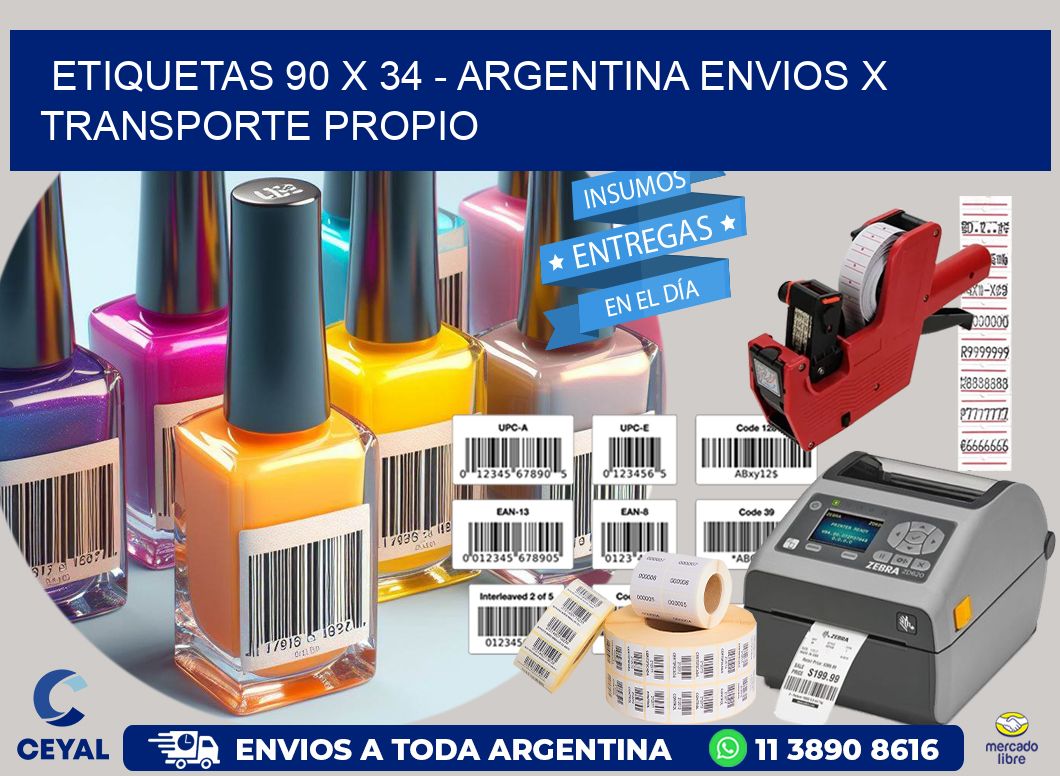 ETIQUETAS 90 x 34 - ARGENTINA ENVIOS X TRANSPORTE PROPIO