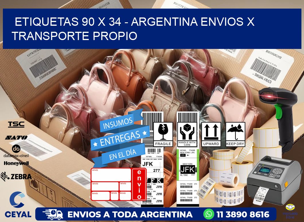 ETIQUETAS 90 x 34 - ARGENTINA ENVIOS X TRANSPORTE PROPIO