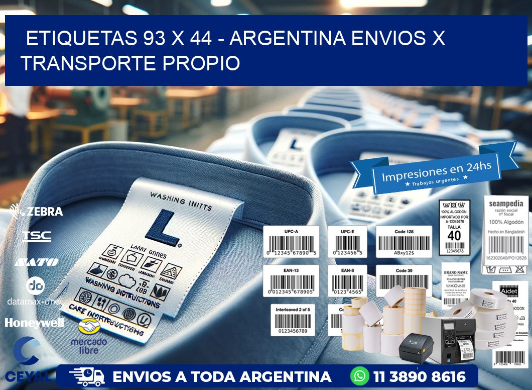 ETIQUETAS 93 x 44 - ARGENTINA ENVIOS X TRANSPORTE PROPIO