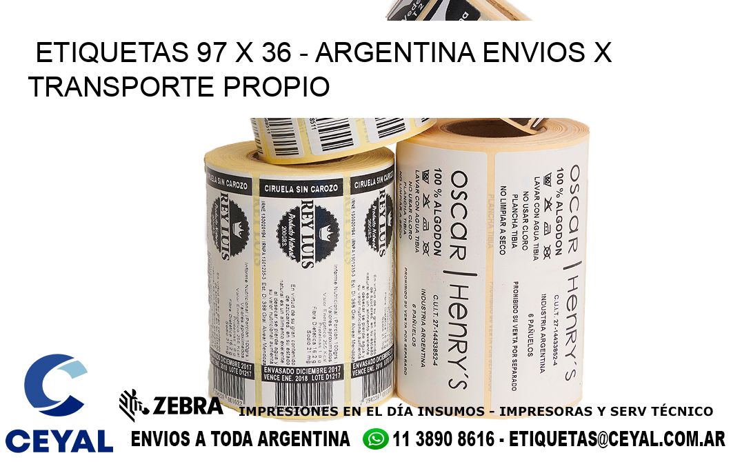 ETIQUETAS 97 x 36 - ARGENTINA ENVIOS X TRANSPORTE PROPIO