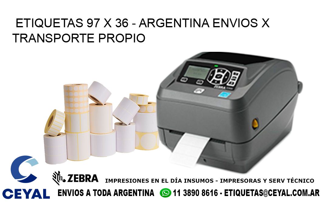 ETIQUETAS 97 x 36 - ARGENTINA ENVIOS X TRANSPORTE PROPIO