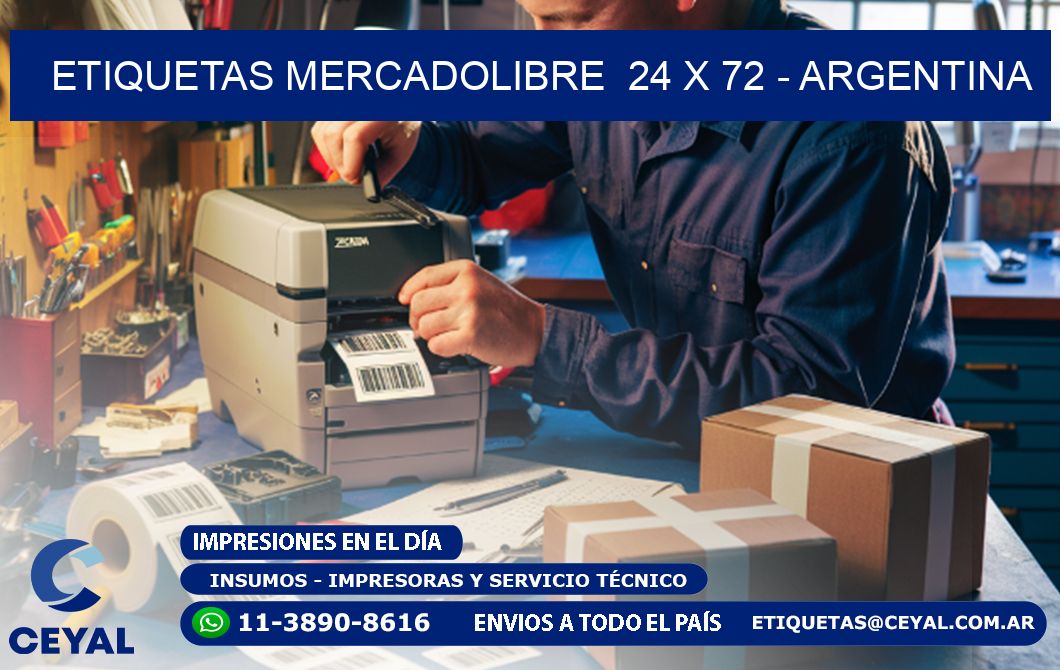 ETIQUETAS MERCADOLIBRE  24 x 72 - ARGENTINA