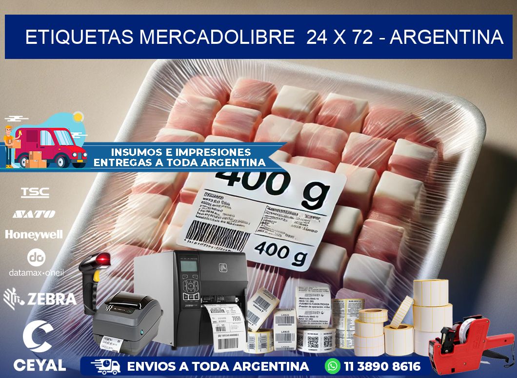 ETIQUETAS MERCADOLIBRE  24 x 72 - ARGENTINA