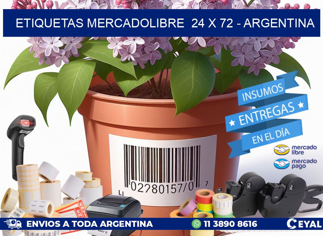 ETIQUETAS MERCADOLIBRE  24 x 72 - ARGENTINA