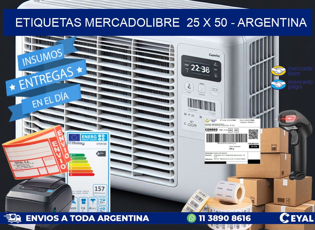 ETIQUETAS MERCADOLIBRE  25 x 50 - ARGENTINA