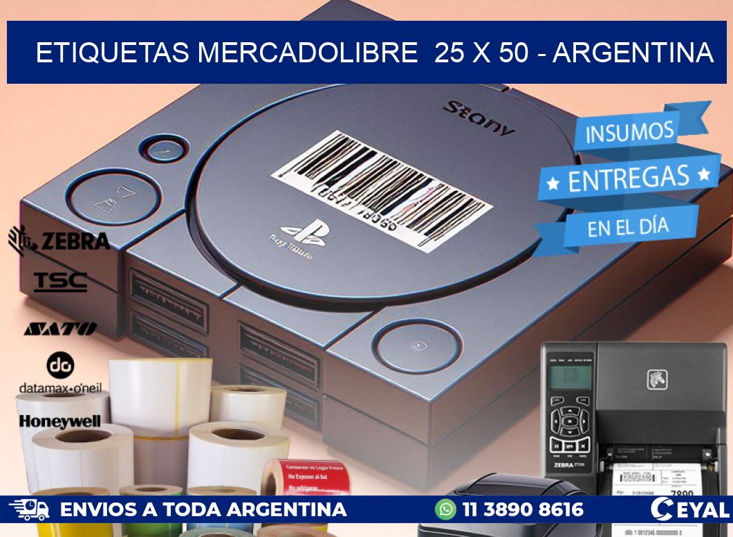 ETIQUETAS MERCADOLIBRE  25 x 50 - ARGENTINA