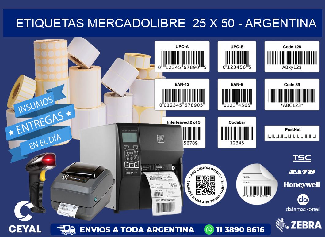 ETIQUETAS MERCADOLIBRE  25 x 50 - ARGENTINA