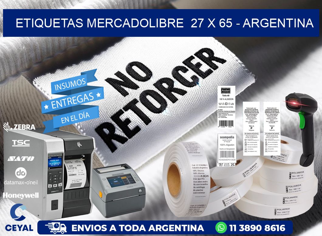 ETIQUETAS MERCADOLIBRE  27 x 65 - ARGENTINA