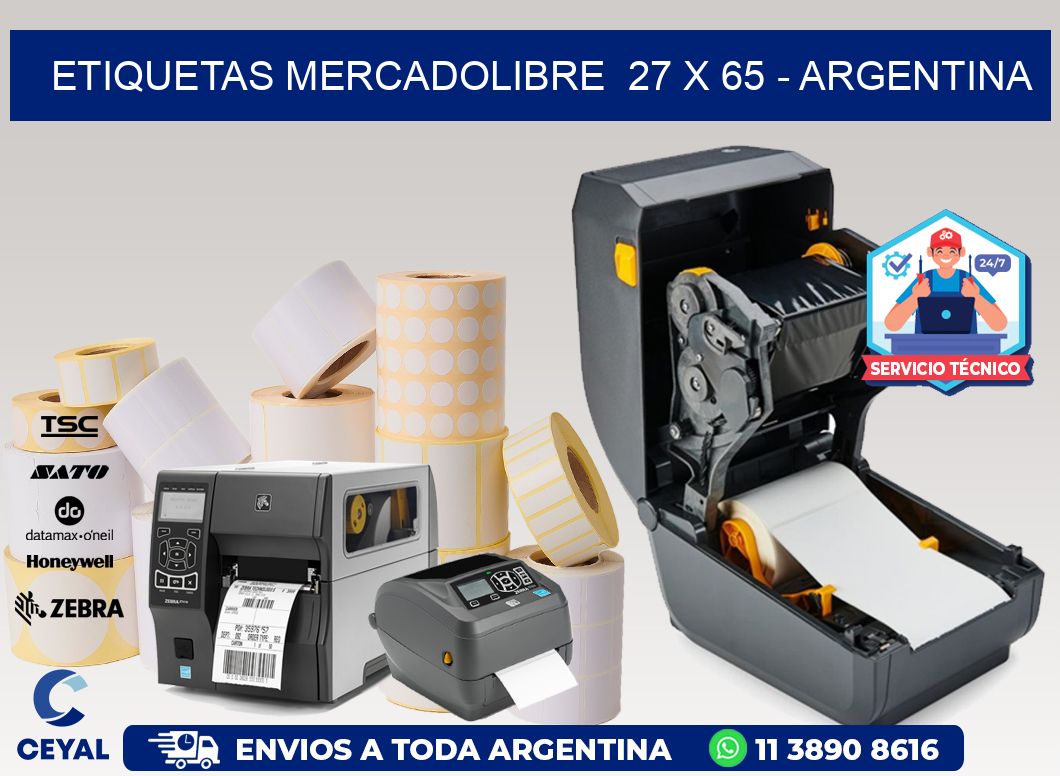 ETIQUETAS MERCADOLIBRE  27 x 65 - ARGENTINA