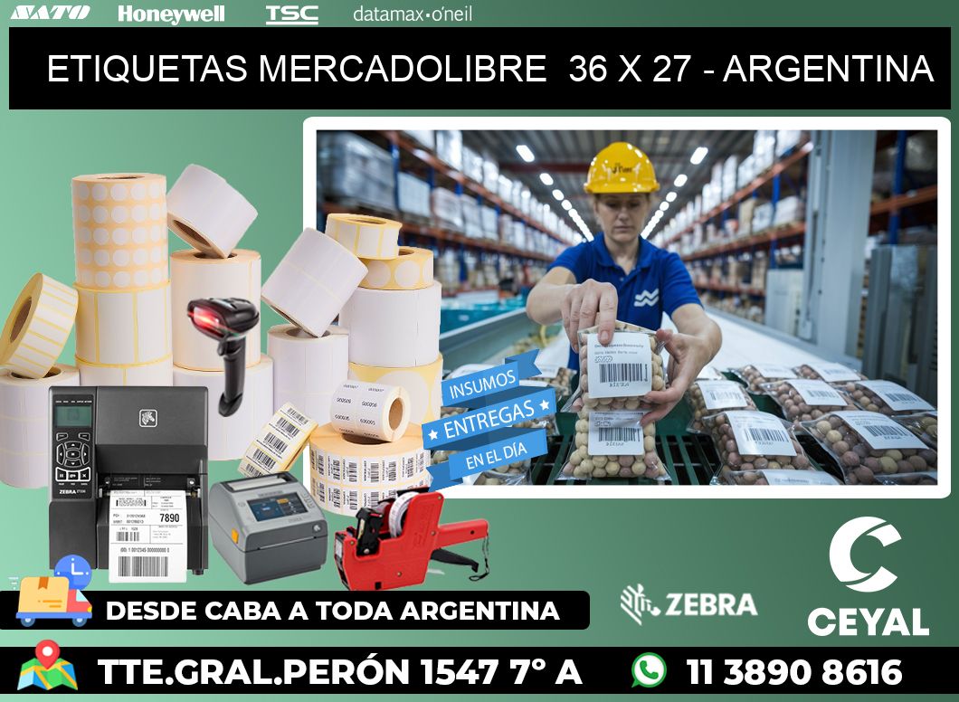 ETIQUETAS MERCADOLIBRE  36 x 27 - ARGENTINA