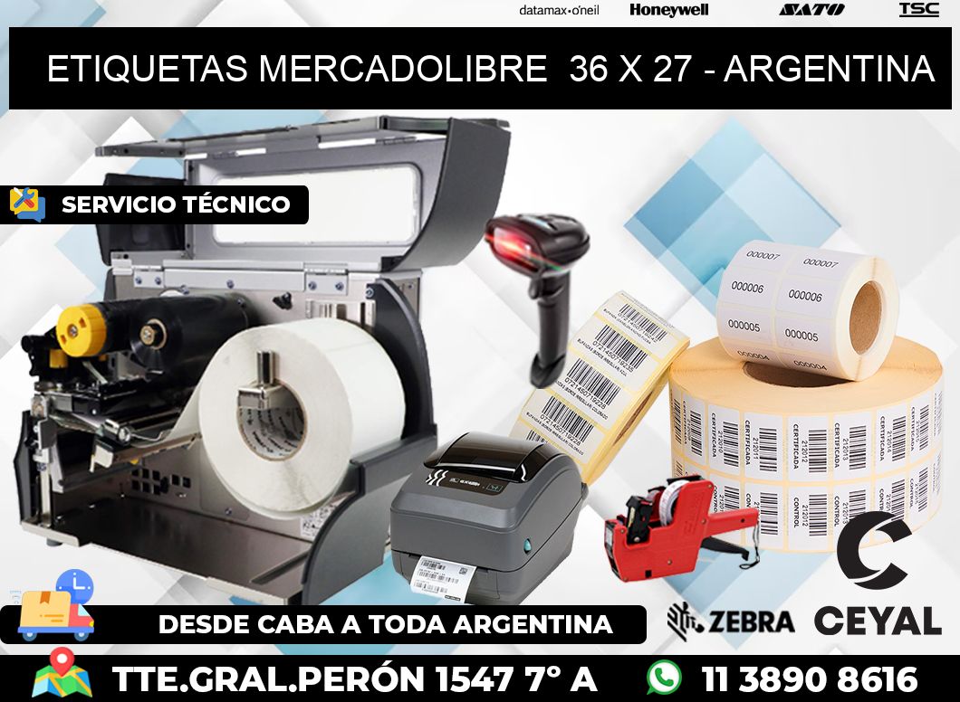 ETIQUETAS MERCADOLIBRE  36 x 27 - ARGENTINA