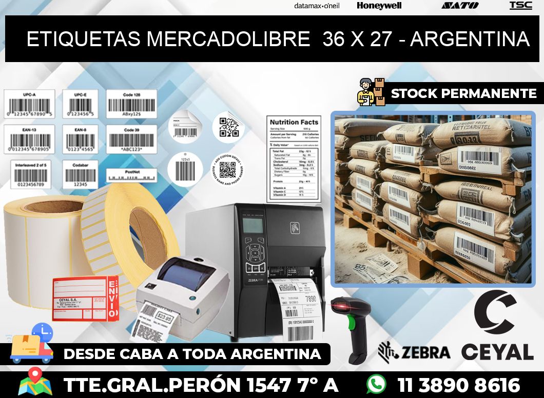 ETIQUETAS MERCADOLIBRE  36 x 27 – ARGENTINA