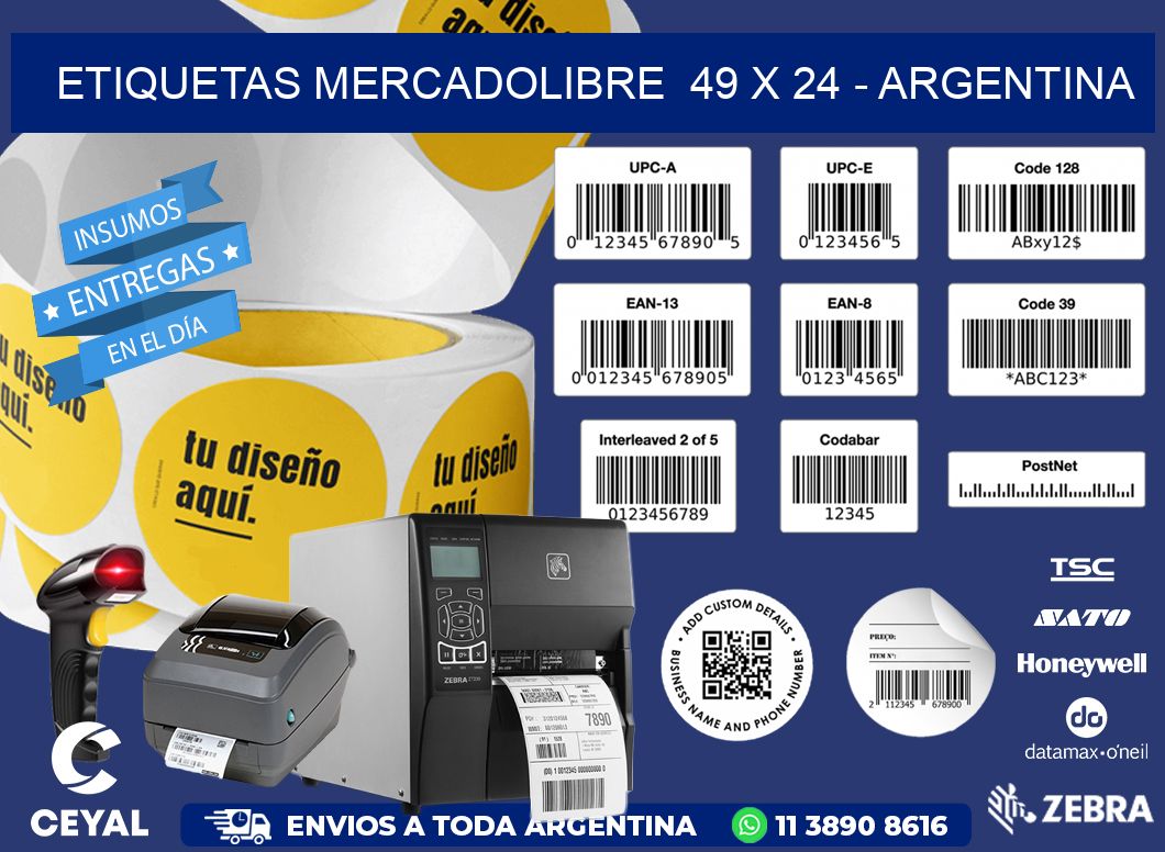 ETIQUETAS MERCADOLIBRE  49 x 24 - ARGENTINA