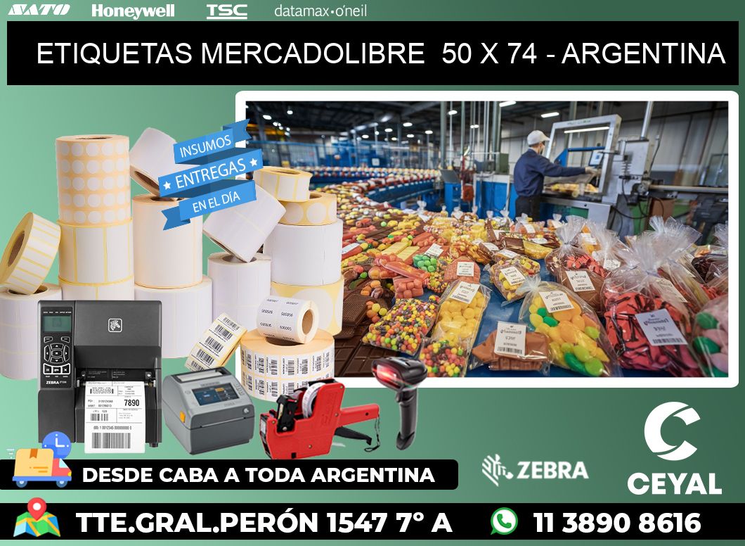 ETIQUETAS MERCADOLIBRE  50 x 74 - ARGENTINA