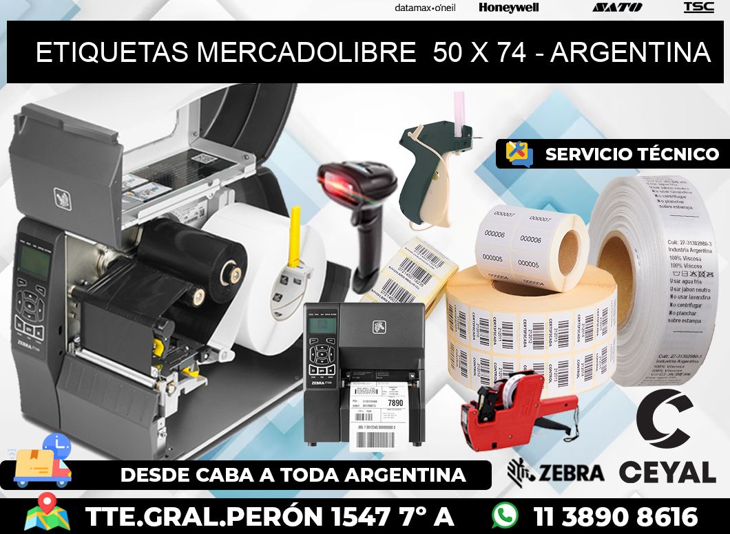 ETIQUETAS MERCADOLIBRE  50 x 74 - ARGENTINA