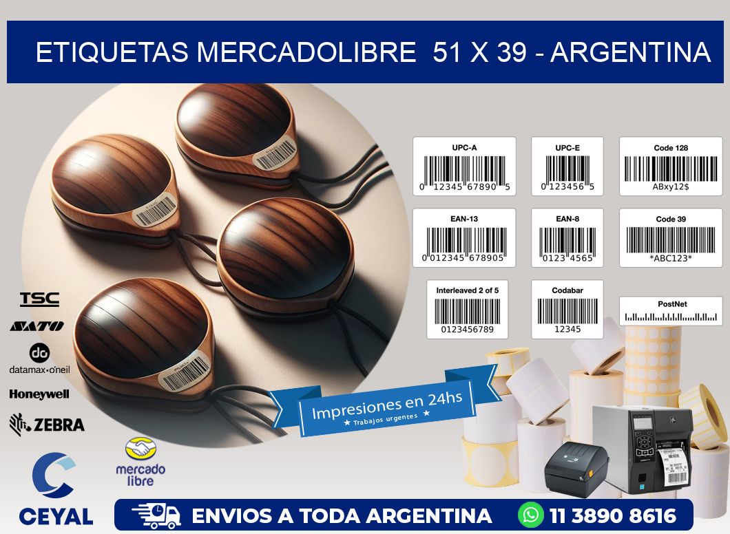 ETIQUETAS MERCADOLIBRE  51 x 39 - ARGENTINA