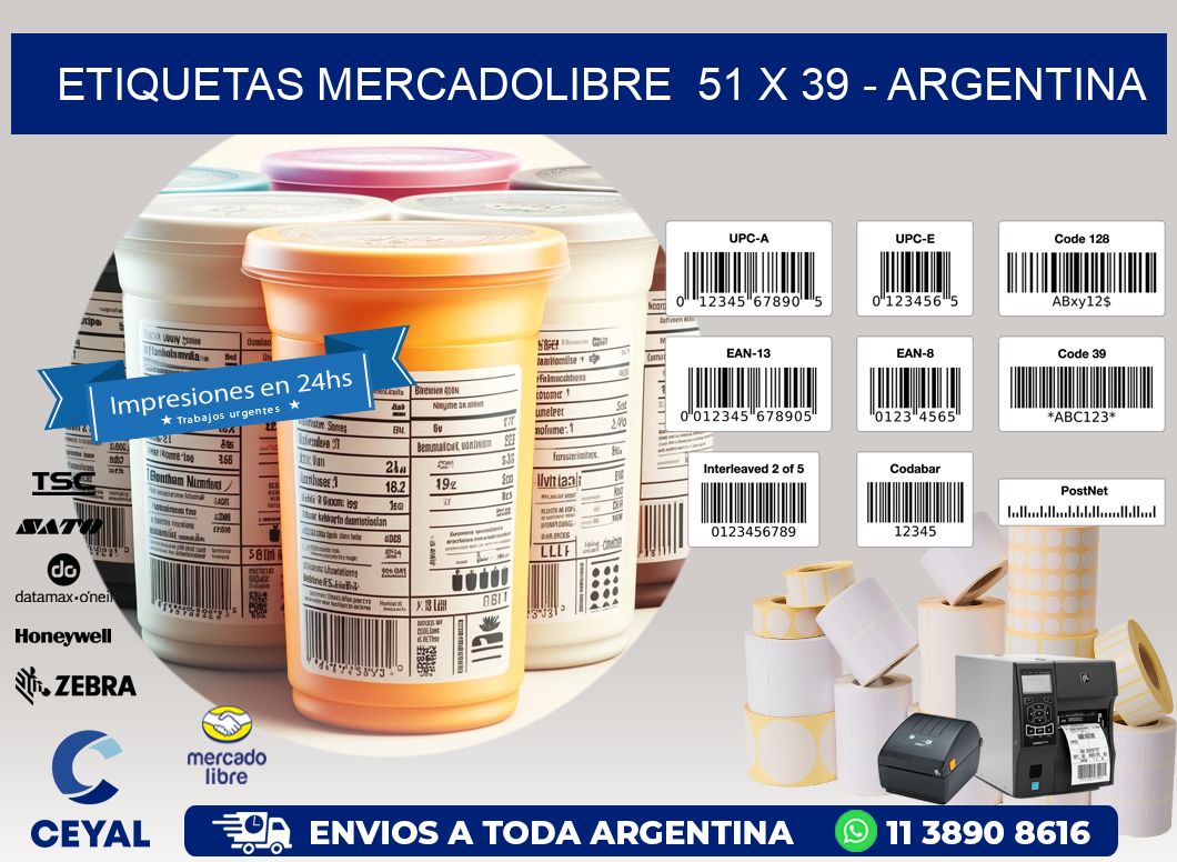 ETIQUETAS MERCADOLIBRE  51 x 39 - ARGENTINA