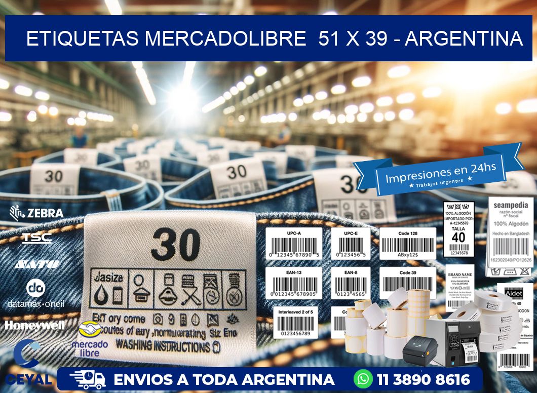 ETIQUETAS MERCADOLIBRE  51 x 39 - ARGENTINA