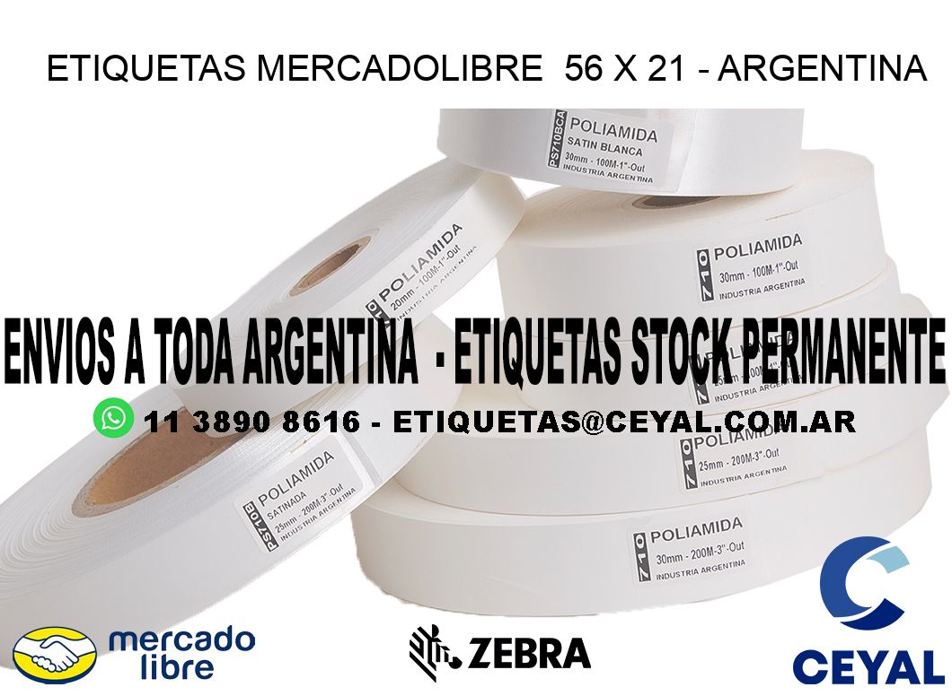 ETIQUETAS MERCADOLIBRE  56 x 21 - ARGENTINA