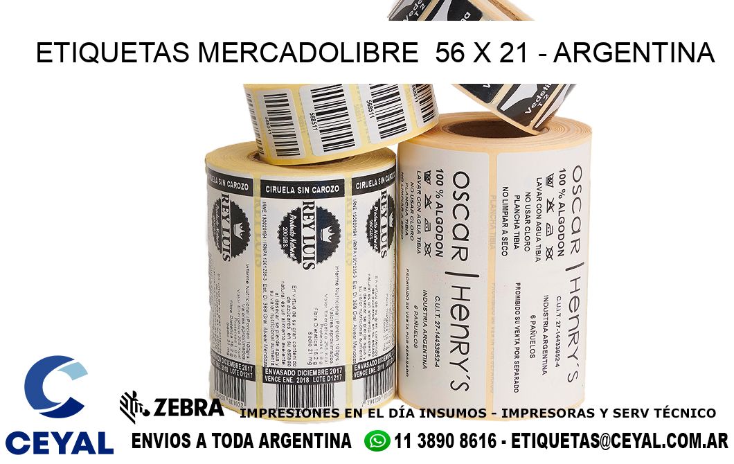 ETIQUETAS MERCADOLIBRE  56 x 21 - ARGENTINA