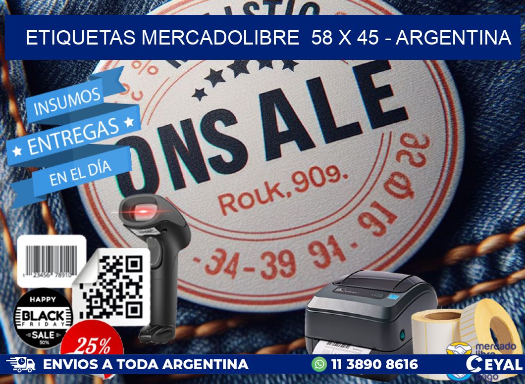 ETIQUETAS MERCADOLIBRE  58 x 45 - ARGENTINA