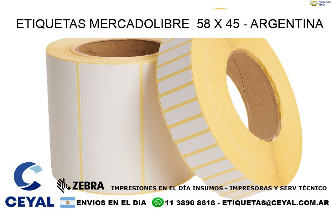 ETIQUETAS MERCADOLIBRE  58 x 45 - ARGENTINA