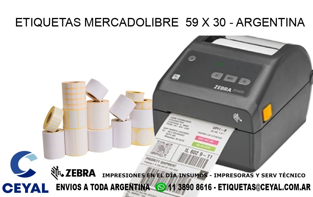 ETIQUETAS MERCADOLIBRE  59 x 30 - ARGENTINA