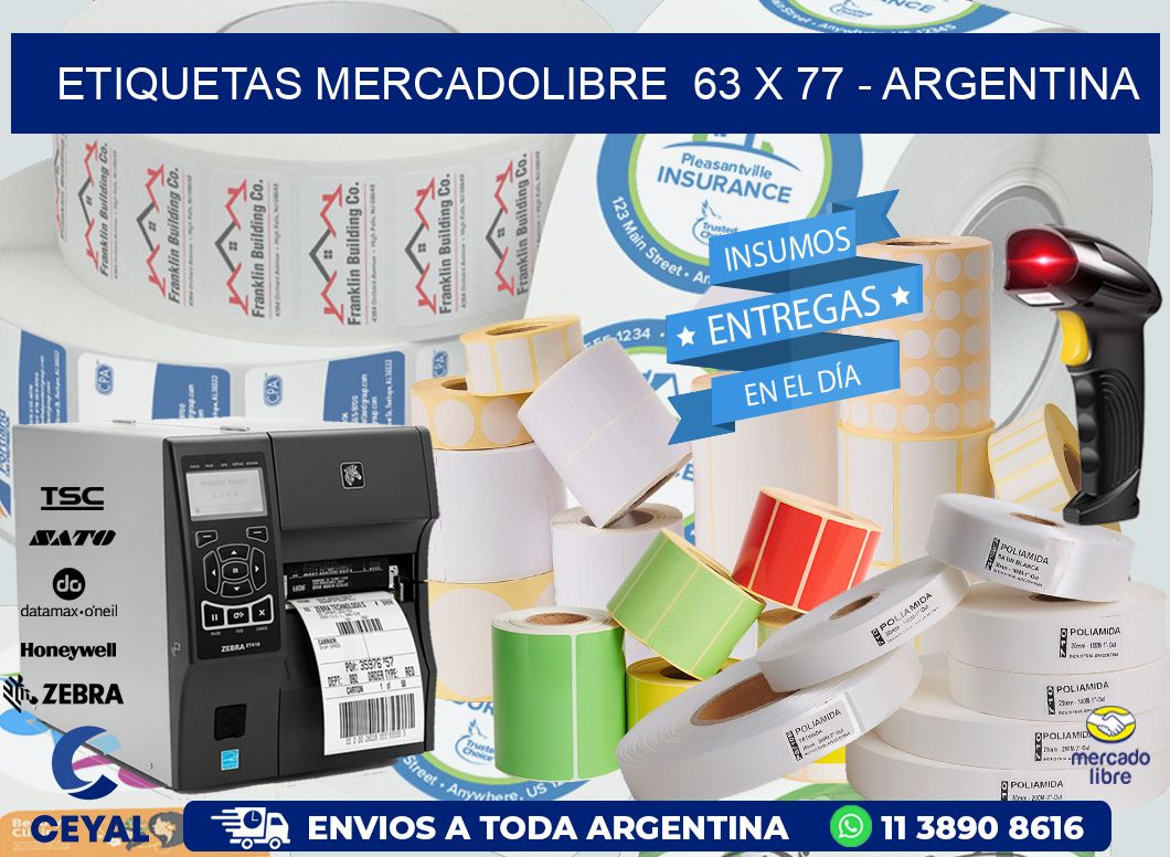 ETIQUETAS MERCADOLIBRE  63 x 77 - ARGENTINA