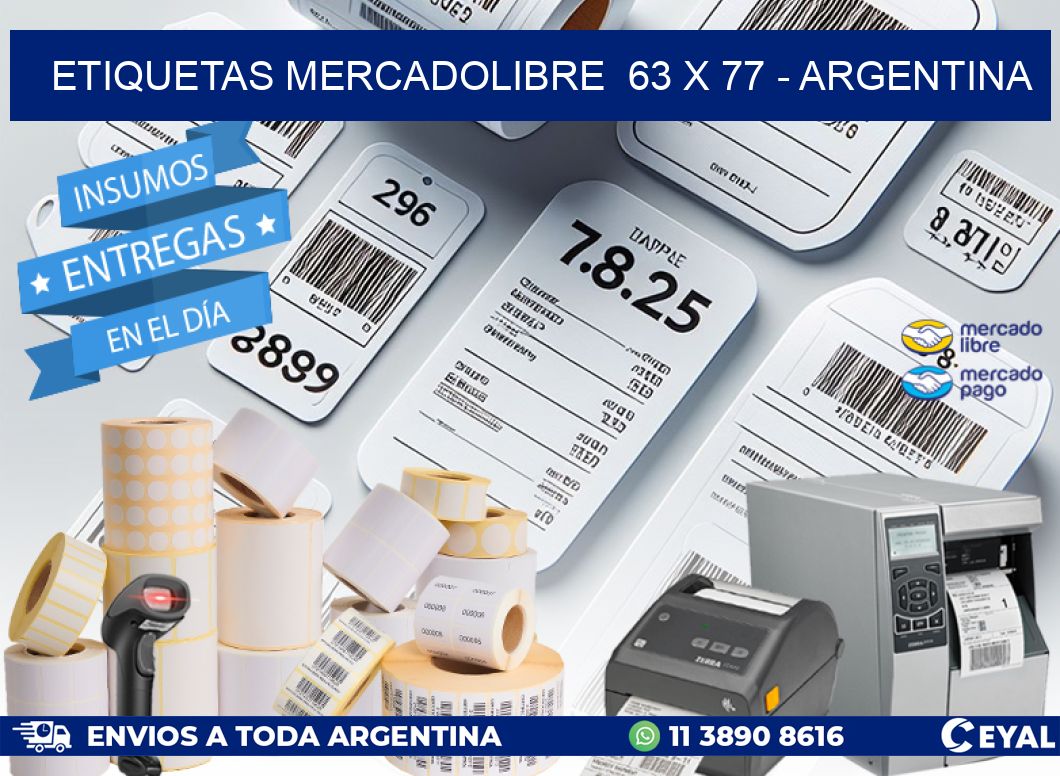 ETIQUETAS MERCADOLIBRE  63 x 77 - ARGENTINA