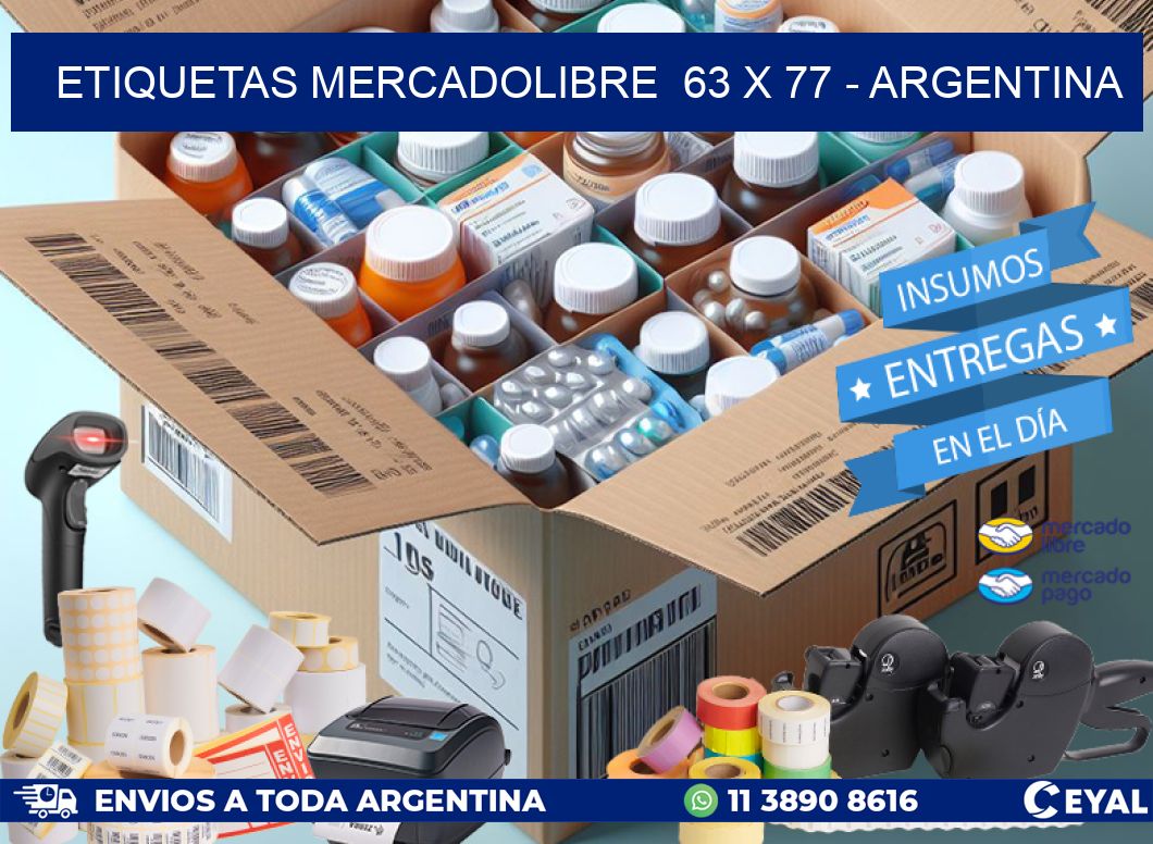 ETIQUETAS MERCADOLIBRE  63 x 77 - ARGENTINA