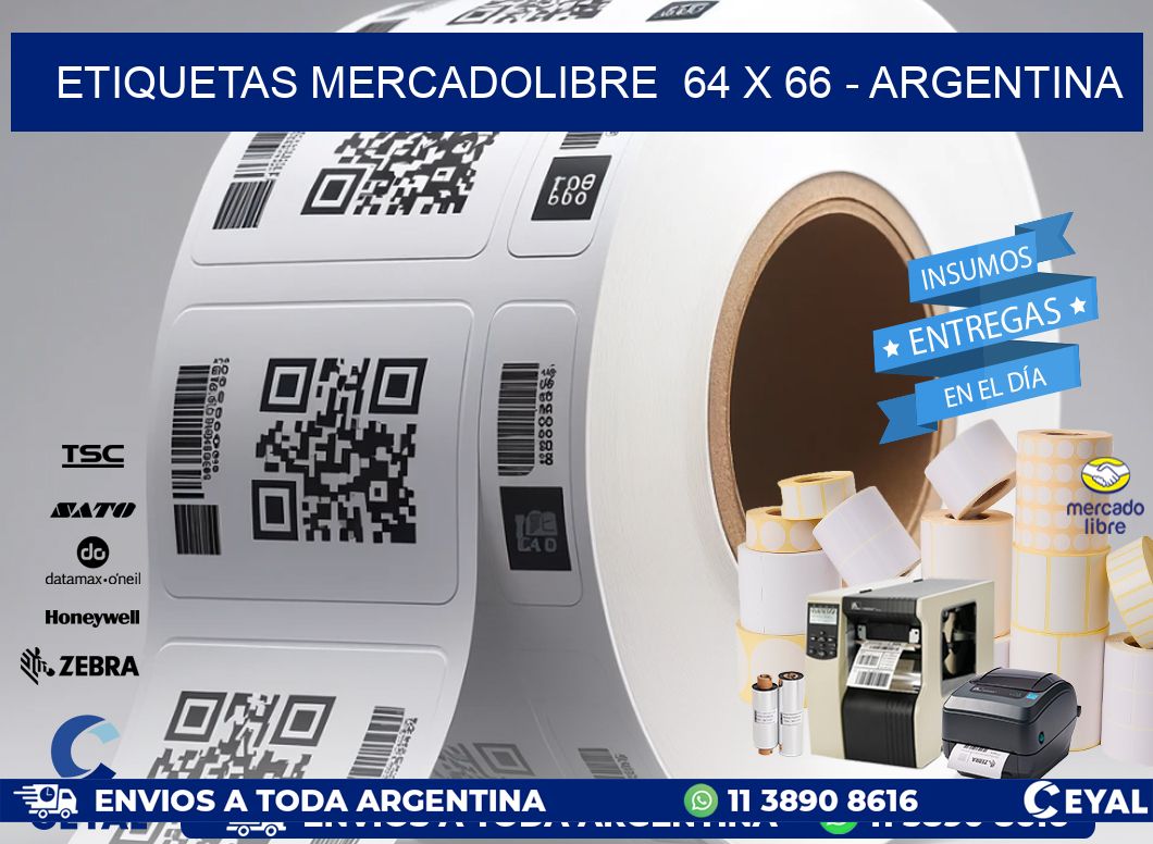 ETIQUETAS MERCADOLIBRE  64 x 66 - ARGENTINA