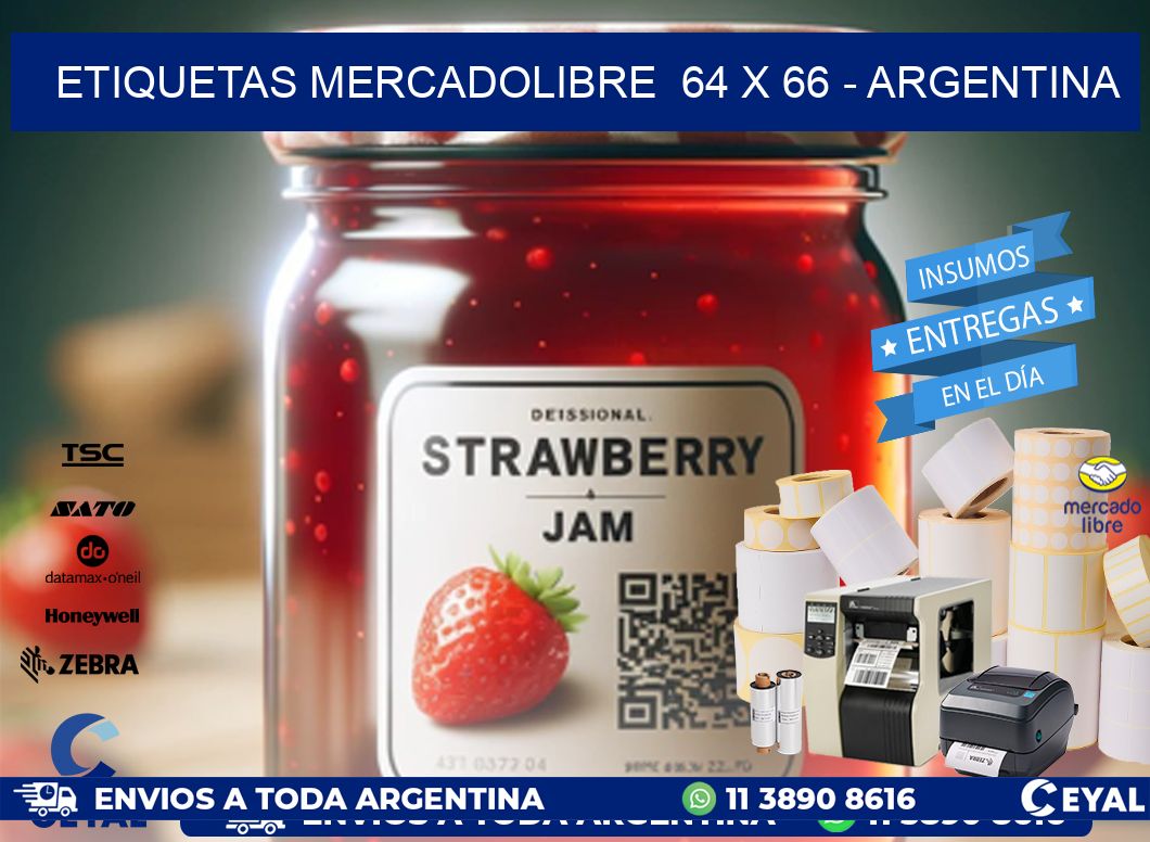 ETIQUETAS MERCADOLIBRE  64 x 66 - ARGENTINA